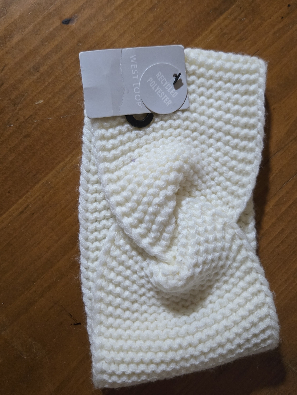 West Loop Cream Knitted Twist Headband